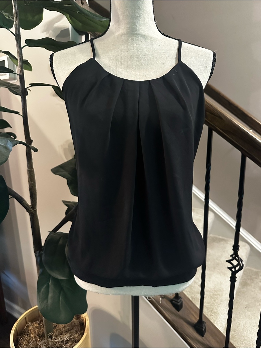 Express Black Pleated Spaghetti Strap Camisole